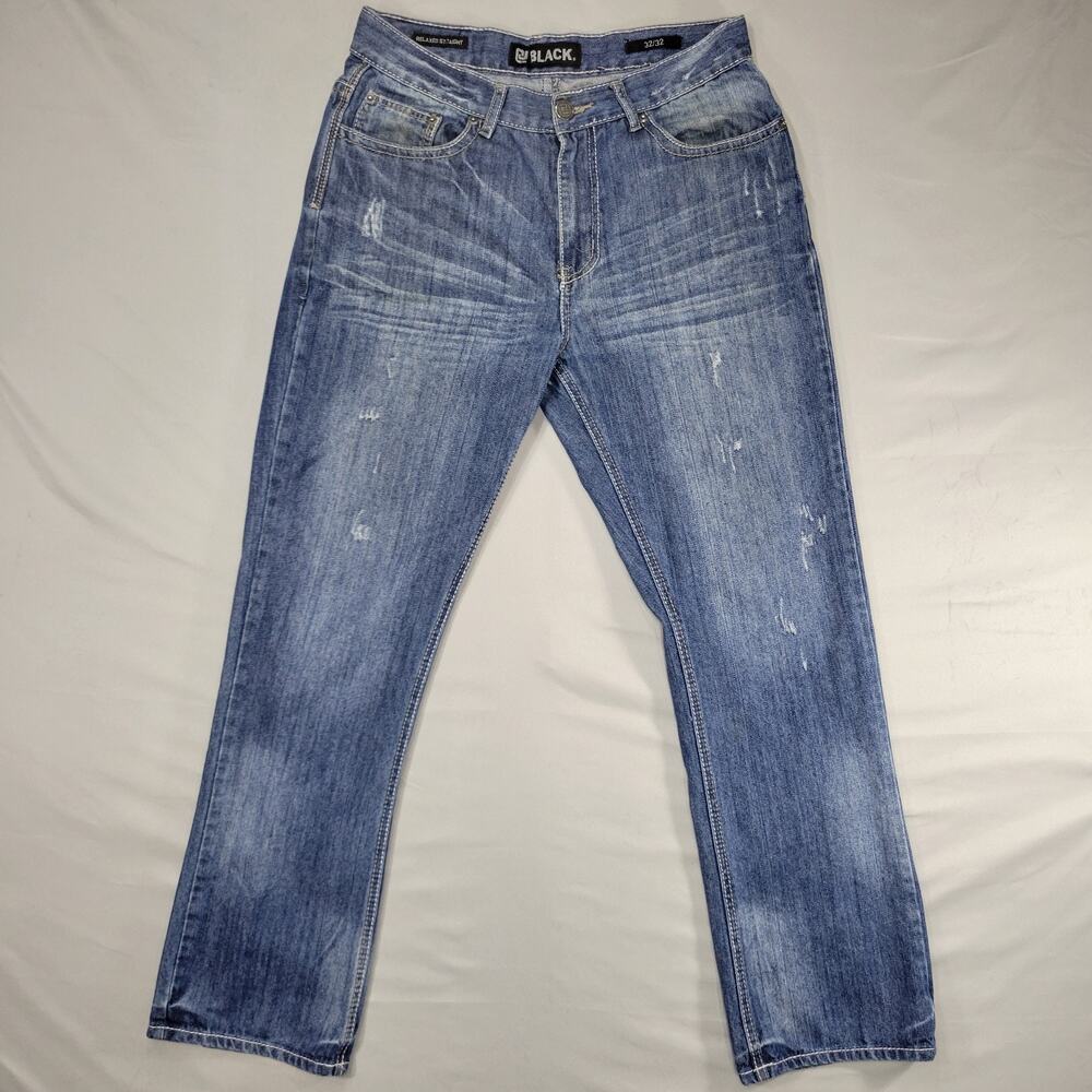 CJ Black Men's Jeans 32x32 Relaxed Straight Distressed Medium Wash Y2K Vintage